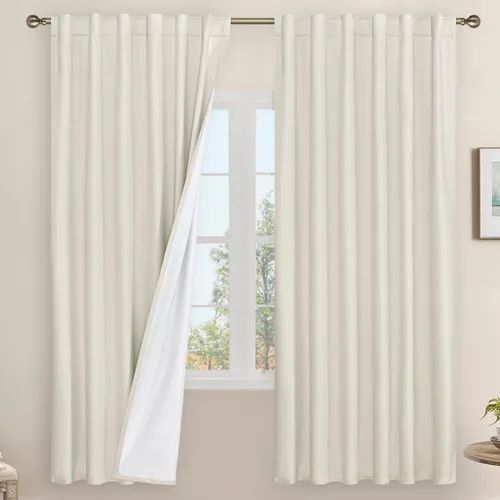 Vista 87 de LAMIT Cortinas opacas cortas de lino de 30 pulgadas para ventanas de cocina sobre el fregadero, cortinas de café texturizadas de lino marfil