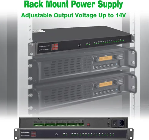 Vista 11 de Fuente de alimentación de montaje en rack de 1U 12V 20A de 18 canales - Salida de CC distribuida de 12 V 3-5 A con fusible de reinicio, cable de CA