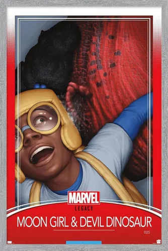 Vista 13 de Trends International Marvel Moon Girl & Devil Dinosaur - Póster de pared legado, 22.4 pulgadas de largo x 14.7 pulgadas, versión enmarcada en madera