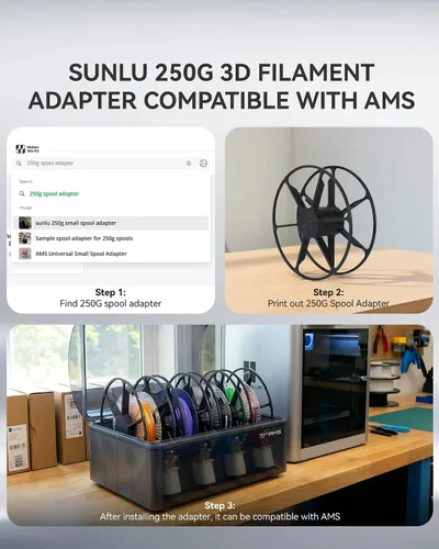 Vista 8 de SUNLU - Paquete de filamento PLA de 8.82 oz, 0.07 in, filamento multicolor Pla carrete - negro+claro+claro (rojo+verde+azul+amarillo+púrpura+naranja)