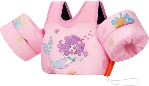 Vista 29 de MoKo Chaleco de natación para niños pequeños de 13-30/20-50/22-66 libras, flotadores de brazo de natación de dibujos animados, alas de agua