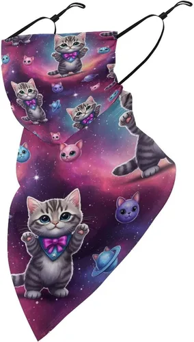 Vista 9 de Bufanda triangular reutilizable para la cara, bufanda con lazo para las orejas, bandana con protección solar UV