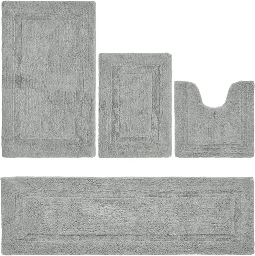 Vista 50 de Better Trends Juego de 4 alfombras de baño de lujo, 100% algodón, suaves, absorbentes de agua, reversibles, lavables a máquina, para decoración