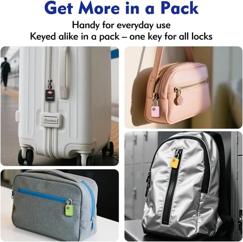 Vista 6 de Sure Lock Cerraduras de equipaje aprobadas por la TSA con llaves para viajes, cuerpo de aleación de zinc con grillete de acero, llave similar, llave