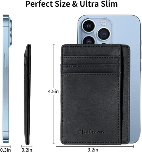 Vista 32 de Cartera Chelmon Slim RFID - Cartera de bolsillo frontal minimalista para tarjetas de crédito delgadas
