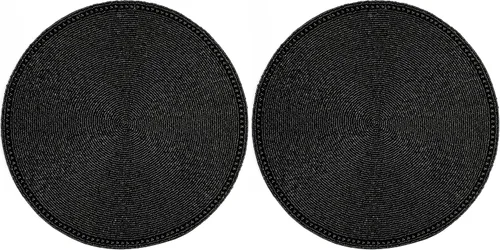 Vista 16 de Manteles individuales de 13 pulgadas con cuentas redondas para mesa de comedor - Manteles decorativos con cuentas de vidrio y respaldo de algodón