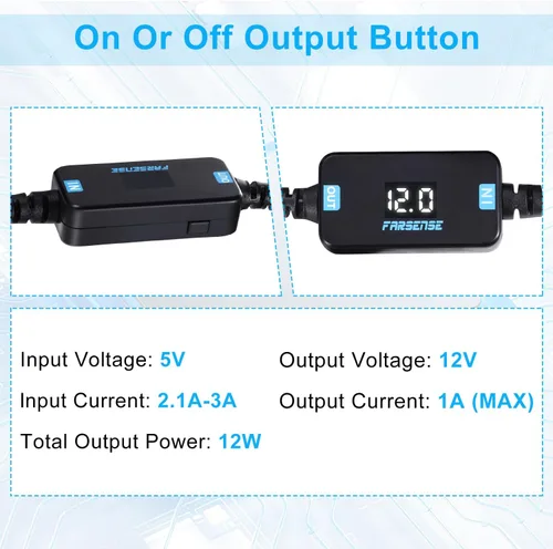 Vista 6 de FARSENSE Cable de alimentación USB CC de 5 V a 12 V (3 pies), adaptador USB C a CC de 12 V con conector de CC de 0.217 x 0.098 in