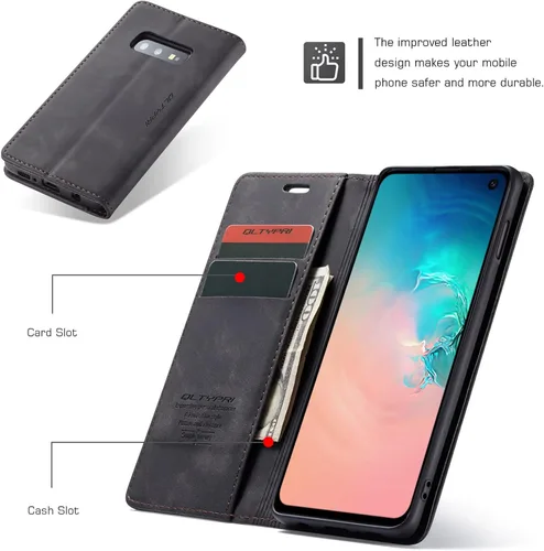 Vista 2 de Funda de cuero estilo cartera vintage para Samsung S