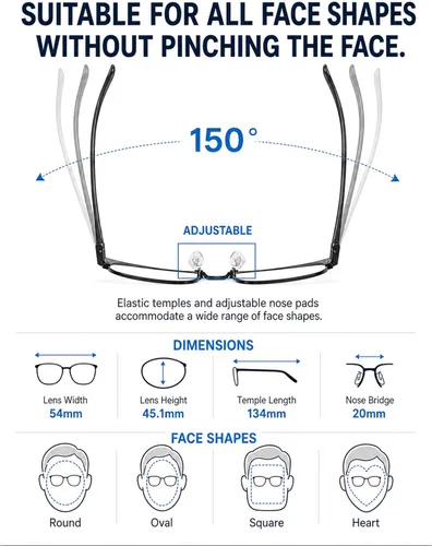 Vista 5 de BIRCEN Blue Light Blocking Glasses: Blocks Blue Light Metal Glasses for Men Negro/Claridad