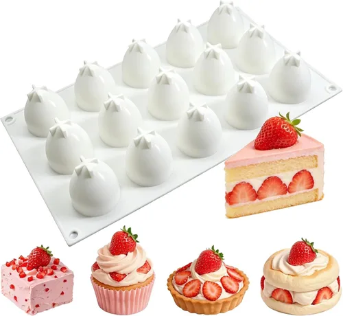 Vista 12 de 2 piezas de moldes de silicona para pastel de bola de diamante, moldes de silicona para hornear pastel de mousse geométrico 3D de media bola, moldes