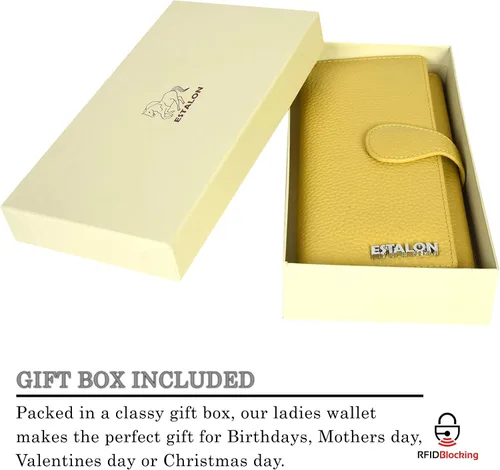 Vista 7 de Carteras de piel con bloqueo RFID para cheques con 11 ranuras para tarjetas para mujer