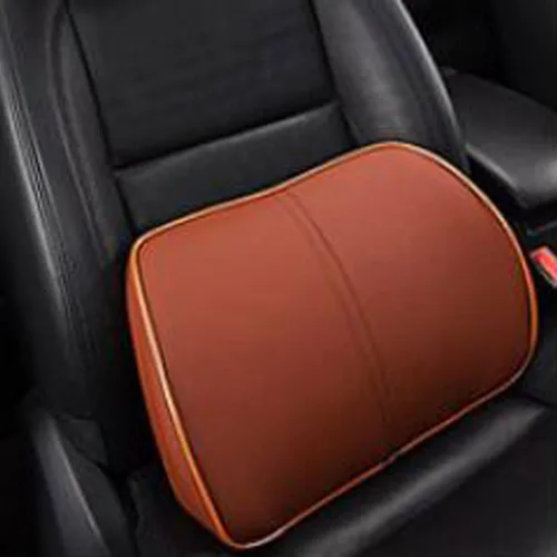 Vista 8 de Cojín lumbar de cuero artificial, almohada de apoyo para la parte inferior de la espalda del asiento del automóvil con espuma viscoelástica suave
