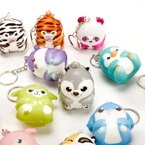 Vista 8 de Paquete de 20 llaveros de animales esponjosos, juguetes para fiestas, mini animales, alivio del estrés, juguetes para apretar, regalo de cumpleaños
