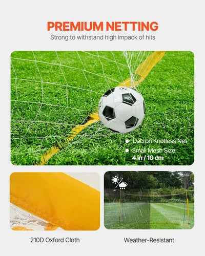 Vista 3 de VEVOR Portable Soccer Goal, 12 x 6 ft Large Practice Soccer Net, Steel Fiberglass Structure Training Goal Set with Carry Bag, All-Weather Outdoor