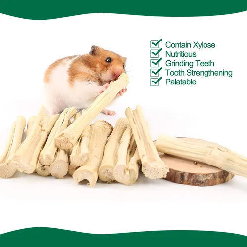 Vista 6 de BWOGUE Bocadillos para mascotas de 10.58 oz, juguete masticable de bambú dulce para ardillas, conejillos de indias, hámster chinchilla