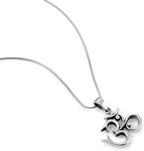 Vista 2 de CHUVORA Collar de plata de ley con dije de símbolo de sánscrito Aum Om Ohm de 0.748in, Metal