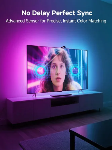 Vista 6 de GIPOYENT Retroiluminación LED para TV con cámara, luces de sincronización de pantalla RGBIC de 10.5 pies para televisores y monitores de PC de 32 a
