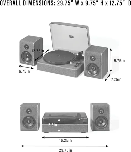 Vista 24 de Crosley CR7501A-CL Nocturne - Tocadiscos Bluetooth de 2 velocidades con altavoces estéreo a juego, color carbón