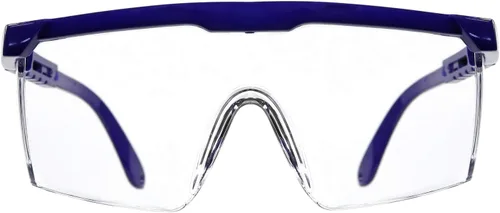 Vista 5 de Gafas de seguridad protectoras ajustables con lente envolvente transparente, antivaho y resistentes a los arañazos (3, azul)
