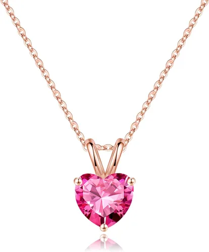 Vista 17 de SMILEST Dainty Heart Birthstone Necklace for Women, 925 Sterling Silver 01-enero-granate rojo