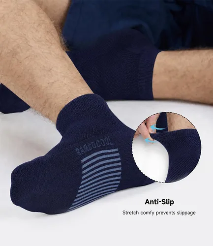 Vista 17 de BAMBOO COOL Calcetines atléticos de tobillo para hombre con acolchado y absorción de humedad, calcetines de malla para correr de corte bajo