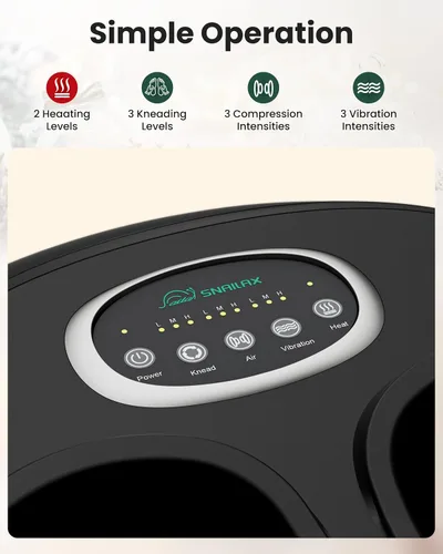 Vista 6 de Snailax - Máquina masajeadora de pies Shiatsu con calor relajante, amasado profundo, compresión de aire, mejora la circulación sanguínea