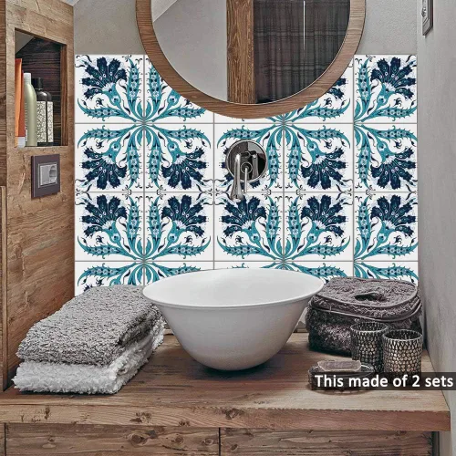 Vista 2 de Calcomanías autoadhesivas para azulejos de pared, calcomanías para azulejos de despegar y pegar, calcomanías impermeables para decoración de cocina