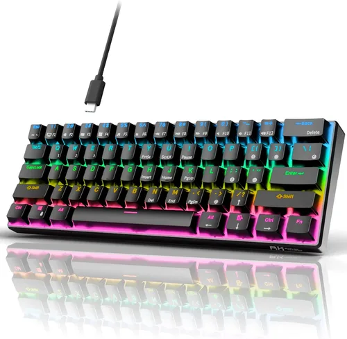 Vista 11 de RK ROYAL KLUDGE RK61 Teclado mecánico para juegos con cable al 60% programable QMK/VIA RGB retroiluminado 61 teclas Ultra-compacto interruptor rojo
