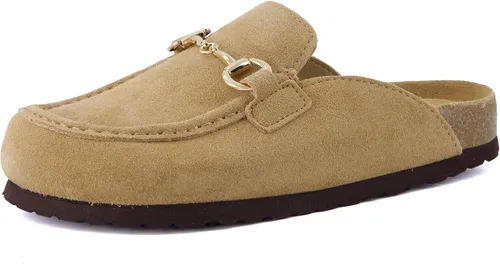 Vista 9 de CUSHIONAIRE Zuecos de gamuza Cliff para mujer Arena