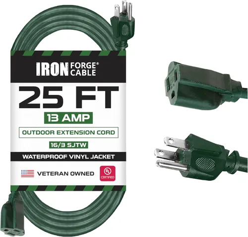 Vista 10 de Iron Forge Cable Cable de extensión resistente a la intemperie de 6 pies para exteriores – 16/3 SJTW resistente cable de extensión verde de 3