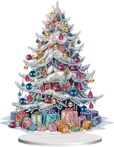 Vista 11 de Kits de Pintura de Diamante de Árbol de Navidad de Orgone Adornos de Escritorio para Adultos - Pintura de Arte de Diamante con Pintura Acrílica por