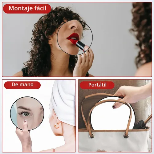 Vista 4 de Espejo de aumento 10X con 3 ventosas – Espejo de maquillaje adhesivo de 6 pulgadas con aumento 10X, espejo de maquillaje ampliado, espejo cosmético