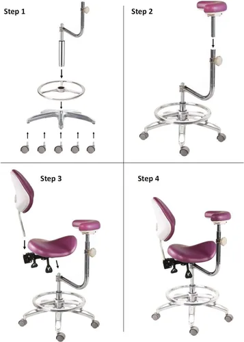 Vista 3 de Silla de sillín móvil de lujo de lujo PU cuero asistente médico taburetes oficina silla negra (negro)