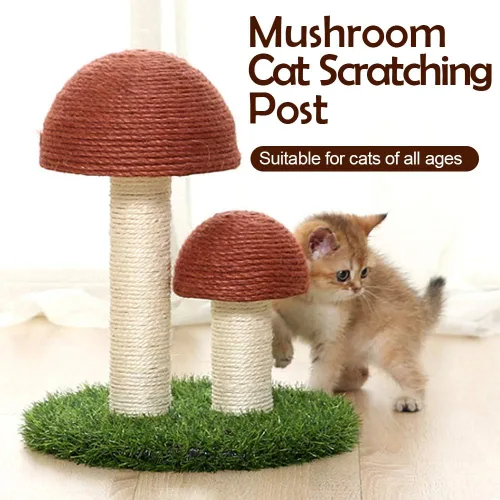 Vista 2 de PowerKing Poste rascador de hongos para gatos, poste rascador de garra de 15 x 12 pulgadas para gatito, poste rascador de sisal natural para gatos