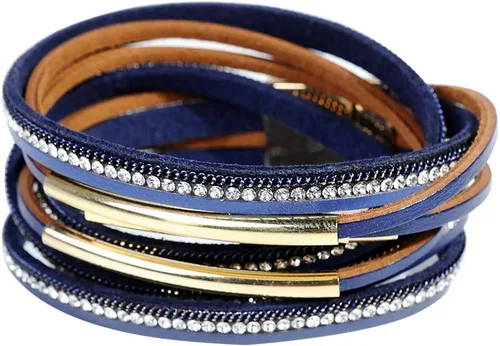 Vista 22 de Artilady Leather Wrap Bracelet for Women, Pearl Beaded Bangle Stack Jewelry Negro