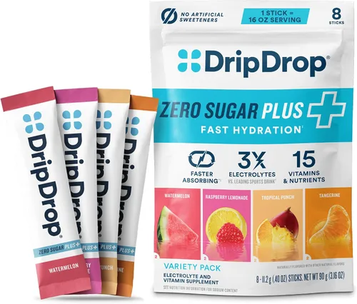 Vista 11 de DripDrop Hydration Zero Sugar - Paquetes de electrolitos, melocotón, 30