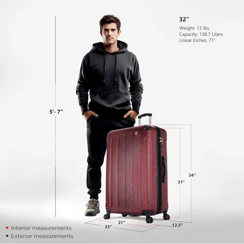 Vista 2 de DUKAP Intely - Maleta rígida con puerto USB integrado y báscula de peso digital, maleta de viaje con cerradura de combinación TSA y mango ergonómico