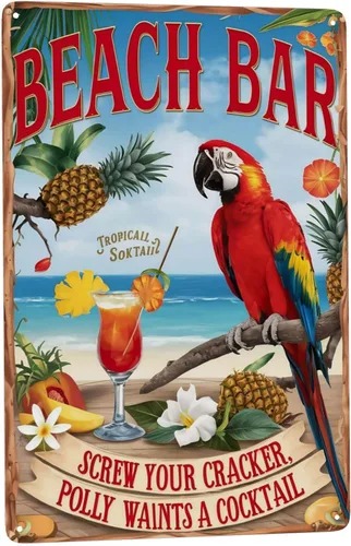 Vista 11 de Póster de metal para fiesta en la piscina, 8 x 12 pulgadas, "Parrilla y natación en su propio riesgo", arte retro para pared al aire libre