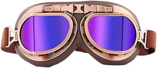 Vista 19 de Gafas Vintage para Motocicleta Antivaho y Antiimpacto Protección UV Gafas de Aviador Piloto, Adulto Carreras Voladores Equitación Arena y Polvo