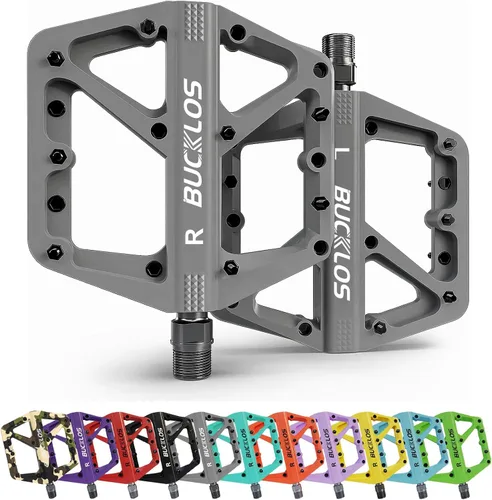 Vista 11 de BUCKLOS Pedales de Bicicleta de Montaña MTB Pedales Planos, Bicicleta de Carretera para Adultos Plataforma Grande Pedal Antideslizante de Nylon
