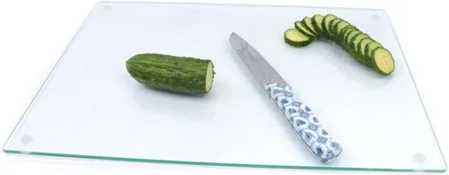 Vista 9 de LANGBOHOS Tablas de cortar de vidrio templado para cocina, tabla de cortar transparente para encimera, tabla de cortar antideslizante, protección