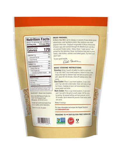 Vista 2 de Bob's Red Mill Grano de sorgo, 24 onzas (paquete de 4), grano entero, vegano, kosher