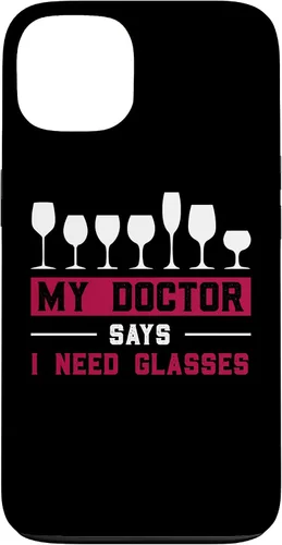 Vista 7 de iPhone 12/12 Pro Wine Lovers Pun Funny Drinking My Doctor Says I Need Glasses Case