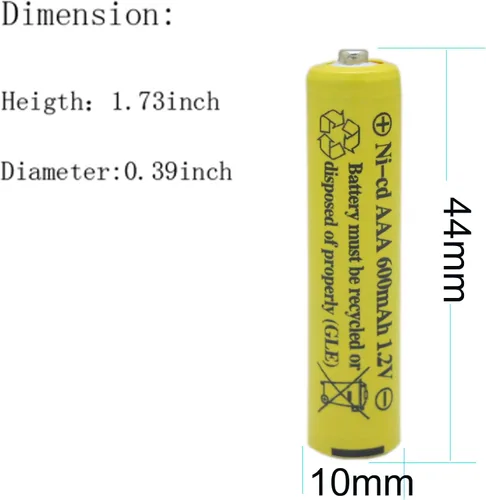 Vista 2 de NiCd AAA 1.2V 600mAh Triple A baterías recargables para luz solar lámpara solar luz jardín (12 PCS)
