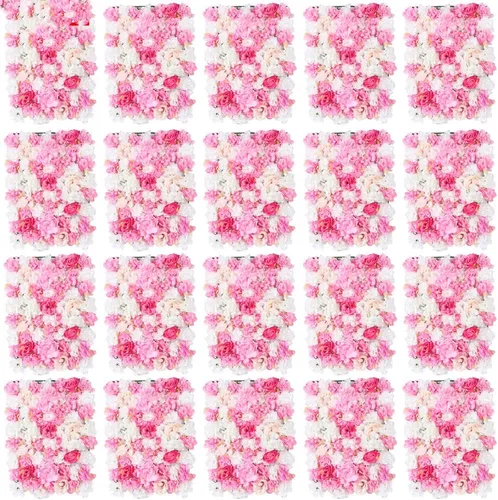 Vista 14 de Arreglo de flores artificiales para decoración de paredes; paneles decorativos con hortensias artificiales para el hogar, fiestas, bodas, Navidad