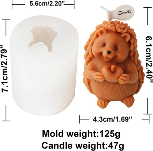Vista 3 de Moldes de silicona para velas (paquete de 2 velas de erizo)