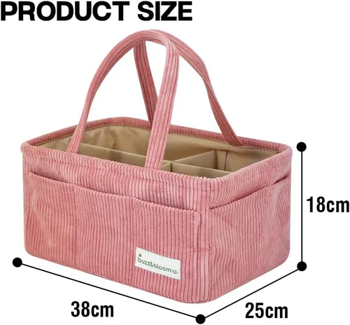 Vista 4 de Buzz&Bloom Organizador de pañales para bebé, elegante cesta de almacenamiento para artículos esenciales para recién nacidos y estación de pañales