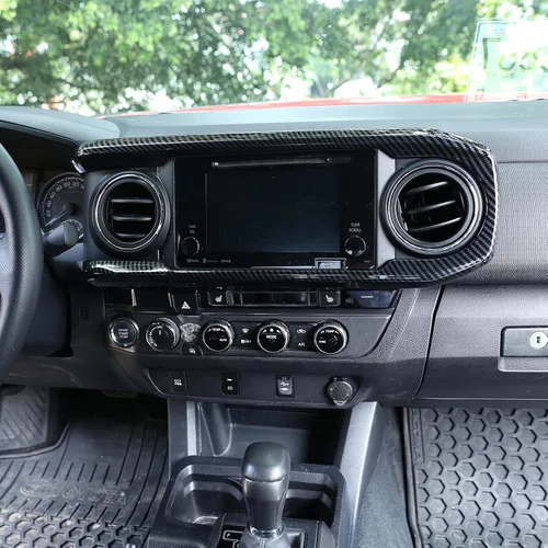 Vista 11 de YIWANG - Cubierta para panel de salpicadero de consola central de ABS para Toyota Tacoma 2016-2020, accesorios de coche de conducción izquierda Negro