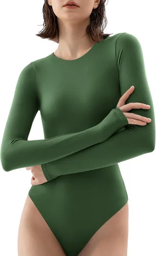 Vista 43 de PUMIEY Body de cuello redondo y manga larga con sensación de segunda piel para mujer, colección Smoke Cloud 01 Negro azabache