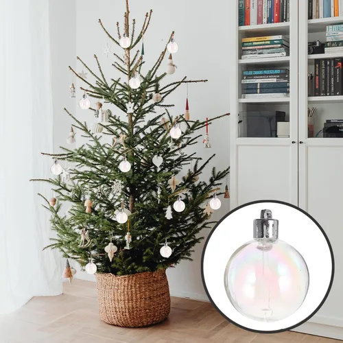 Vista 6 de 36 piezas de adornos de Navidad iridiscentes para manualidades, bolas transparentes de plástico, decoraciones de árbol de Navidad para decoración